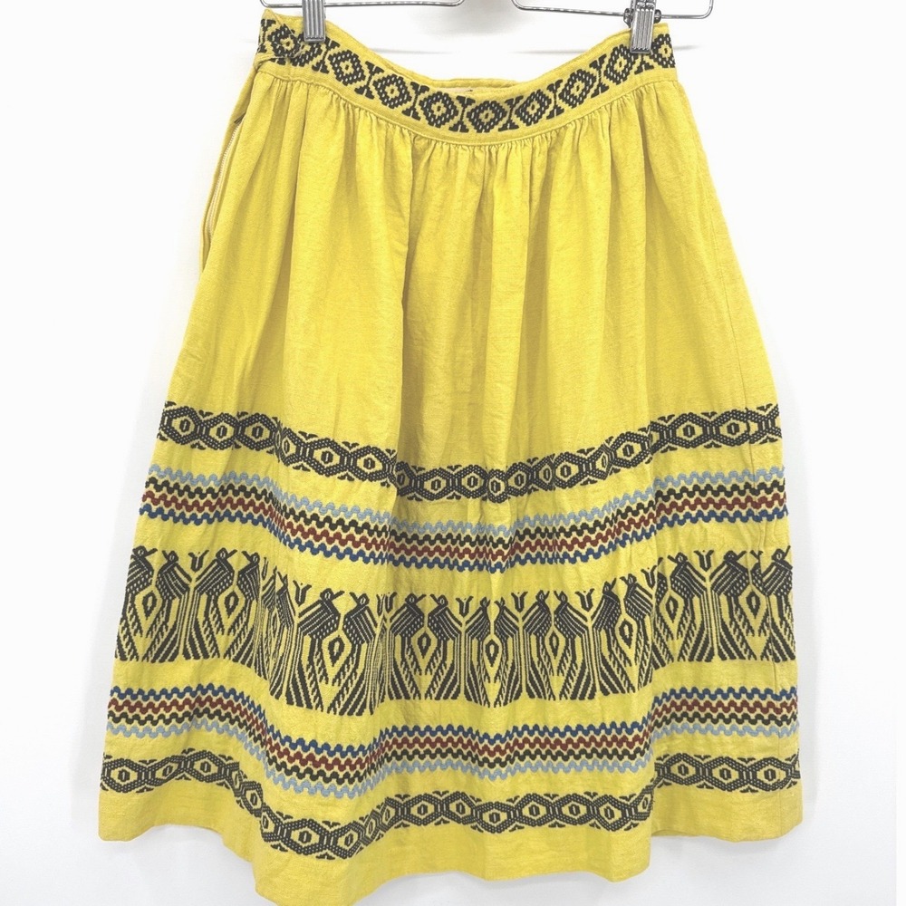 Vintage Guatemala Indian Handwoven Folk Skirt Aztec Embroidered Southwest Boho